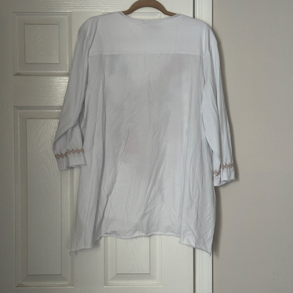 Johnny Was Women's Tunic Floral White Plus XXL Side Slit 3/4 Sleeve Boho Art - Picture 5 of 7